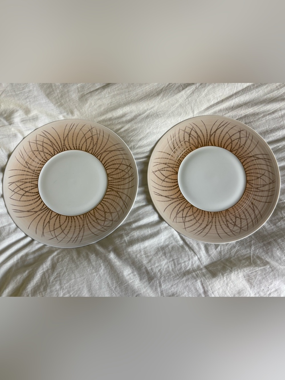JL Coquet Hemisphere Toundra Fall Rust Dinner Plates x 2